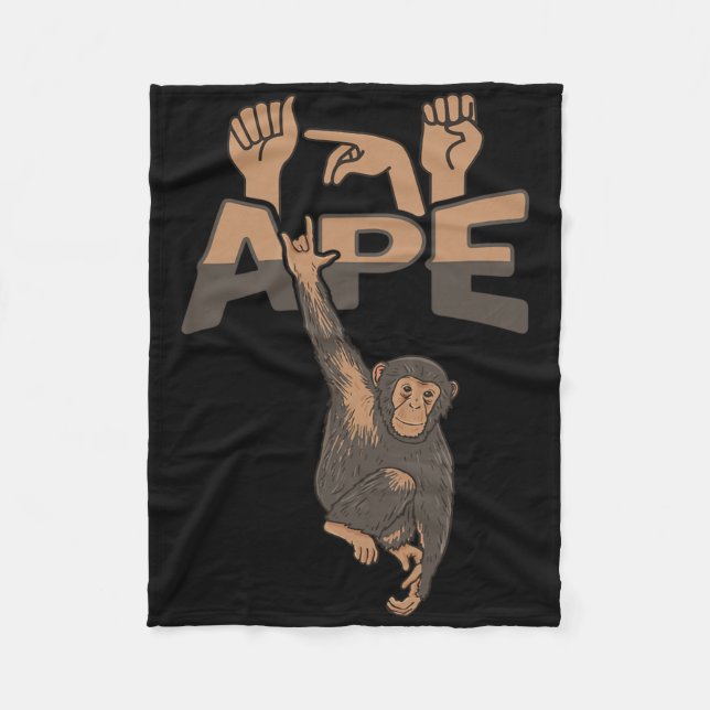 Ily Ape Asl Hand Gesture Deaf Hearing Loss Awarene Fleece Blanket (Front)