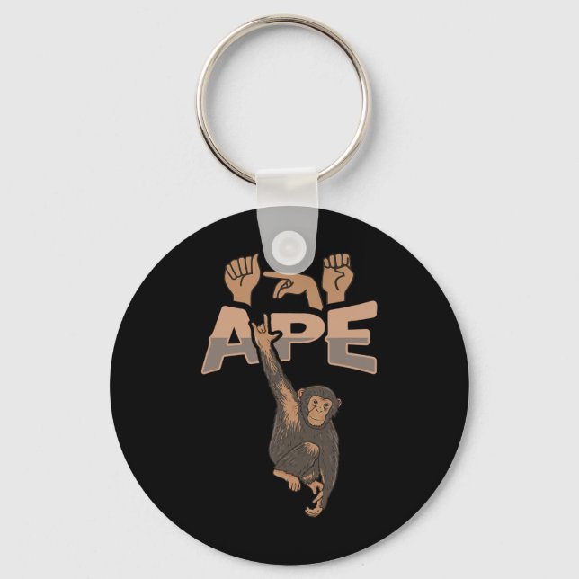 ILY APE ASL Hand Gesture Deaf Hearing Loss Awarene Key Ring (Front)