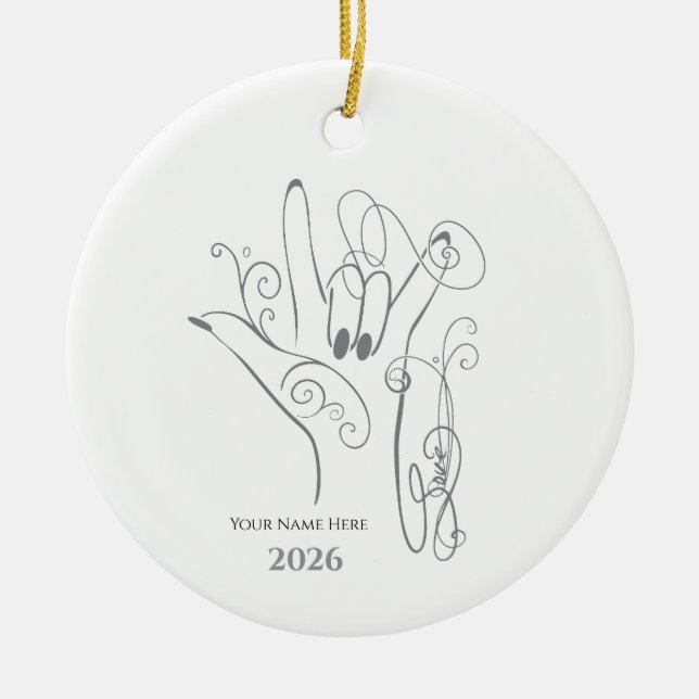 ILY ASL Handshape Ornament - Personalise (Front)