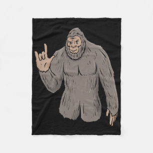Ily Big Foot Asl Hand Gesture Deaf Hearing Loss Aw Fleece Blanket