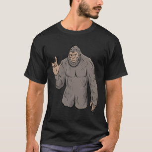 Ily Big Foot Asl Hand Gesture Deaf Hearing Loss Aw T-Shirt