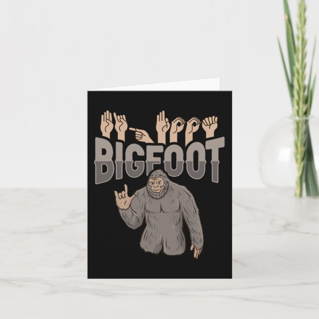 ILY Bigfoot ASL Hand Gesture Deaf Hearing Loss Awa Card (Front)