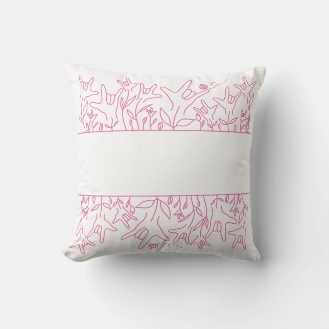 ILY Bloom - Custom Name ASL Design Cushion (Front)