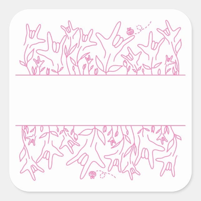 ILY Bloom - Custom Name ASL Design Square Sticker (Front)
