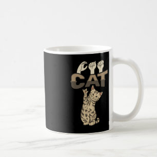 ILY Cat ASL Hand Gesture Deaf Hearing Loss Awarene Coffee Mug