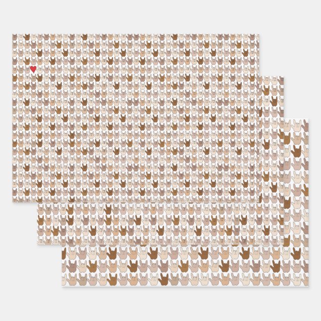 ILY Hands Colour Wrapping Paper Sheets (Set)