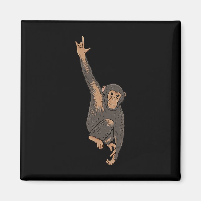 ILY Monkey ASL Hand Gesture Deaf Hearing Loss Awar Magnet (Front)