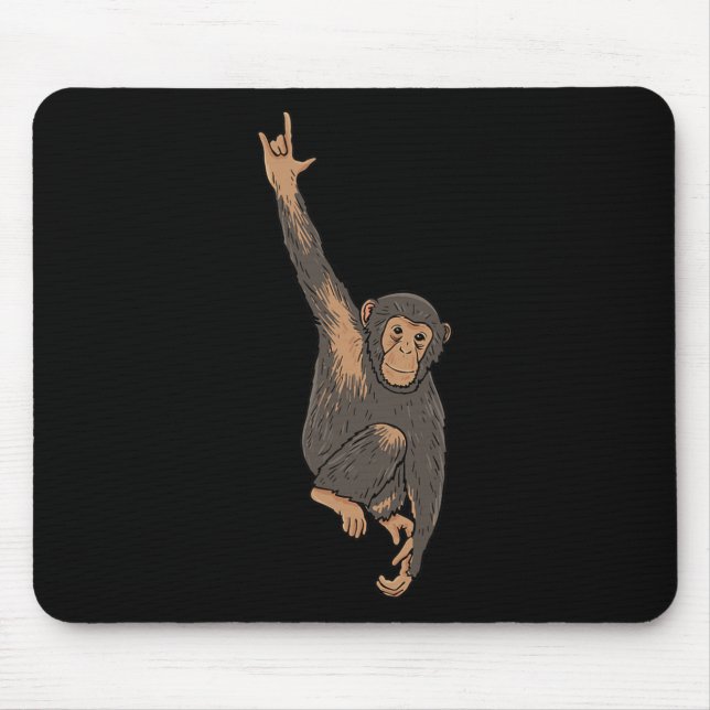 ILY Monkey ASL Hand Gesture Deaf Hearing Loss Awar Mouse Pad (Front)