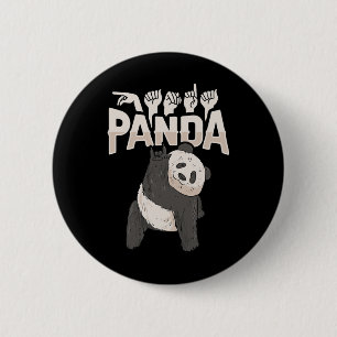ILY Panda ASL Hand Gesture Deaf Hearing Loss Aware 6 Cm Round Badge