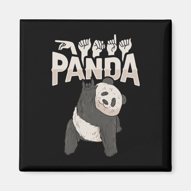 ILY Panda ASL Hand Gesture Deaf Hearing Loss Aware Magnet (Front)