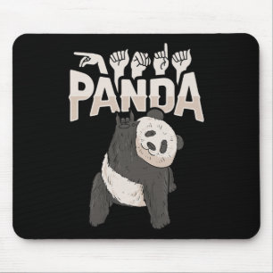 ILY Panda ASL Hand Gesture Deaf Hearing Loss Aware Mouse Pad