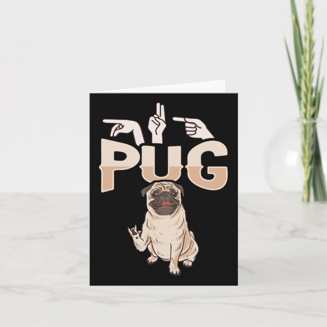 Ily Pug Asl Hand Gesture Deaf Hearing Loss Awarene Card (Front)
