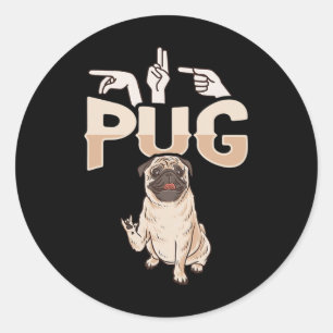 Ily Pug Asl Hand Gesture Deaf Hearing Loss Awarene Classic Round Sticker