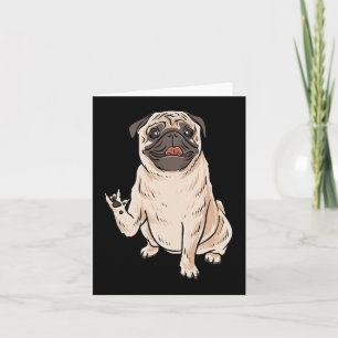 ILY PUG DOG ASL Hand Gesture Deaf Hearing Loss Awa Card