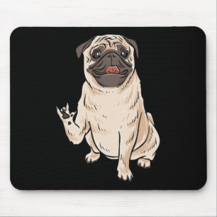 ILY PUG DOG ASL Hand Gesture Deaf Hearing Loss Awa Mouse Pad