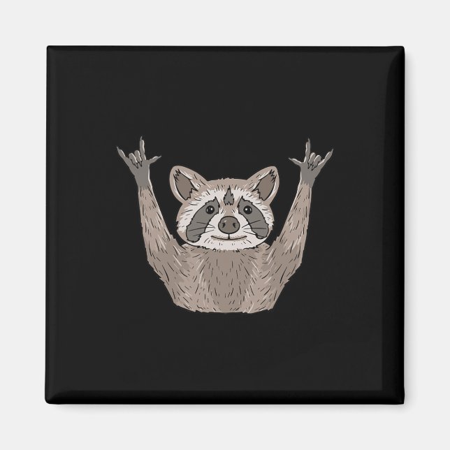 Ily Racoon Asl Hand Gesture Deaf Hearing Loss Awa Magnet (Front)