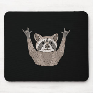 ILY Racoon ASL Hand Gesture Deaf Hearing Loss Awa Mouse Pad