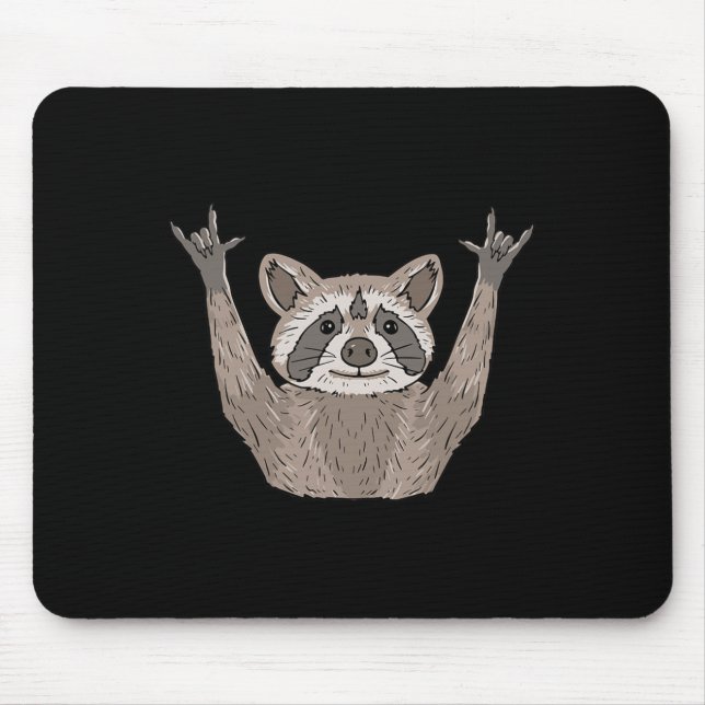 ILY Racoon ASL Hand Gesture Deaf Hearing Loss Awa Mouse Pad (Front)