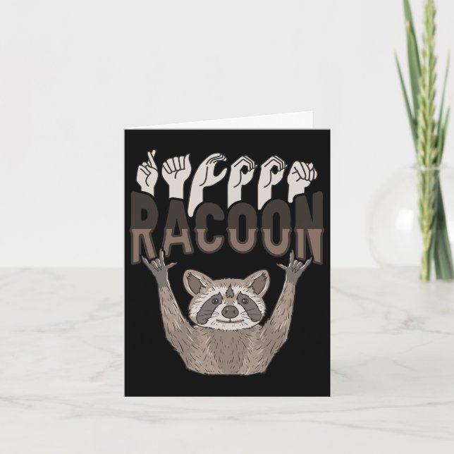 Ily Racoon Asl Hand Gesture Deaf Hearing Loss Awar Card (Front)