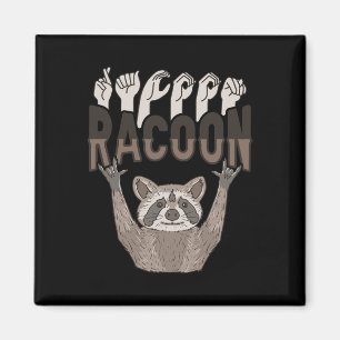 ILY Racoon ASL Hand Gesture Deaf Hearing Loss Awar Magnet