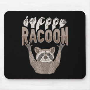 ILY Racoon ASL Hand Gesture Deaf Hearing Loss Awar Mouse Pad