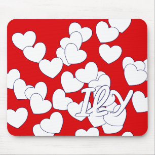 'ILY' Red And White Hearts To Say 'I Love You' Mouse Pad