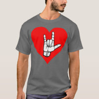 ily sign on red heart Sign language black and whit