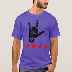 ILY sign plus red dots ASL Sign Language Design T-Shirt