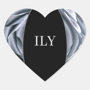 ILY Silver and Black Heart Sticker