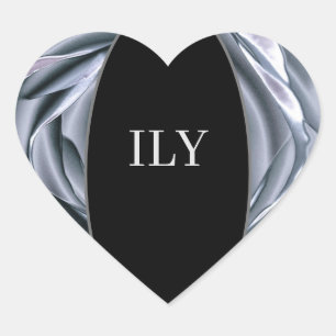 ILY Silver and Black Heart Sticker