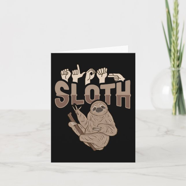 ILY Sloth ASL Hand Gesture Deaf Hearing Loss Aware Card (Front)