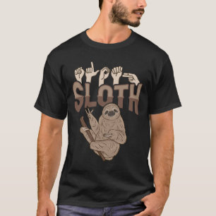 ILY Sloth ASL Hand Gesture Deaf Hearing Loss Aware T-Shirt