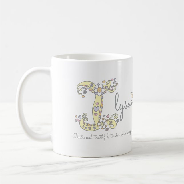 Ilyssa letter I name meaning monogram mug (Left)