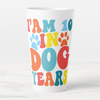 I'm 10 In Dog Years 70th Birthday Groovy Dog Lover Latte Mug