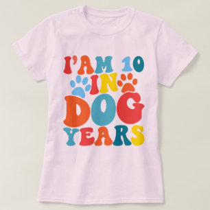 I'm 10 In Dog Years 70th Birthday Groovy Dog Lover T-Shirt