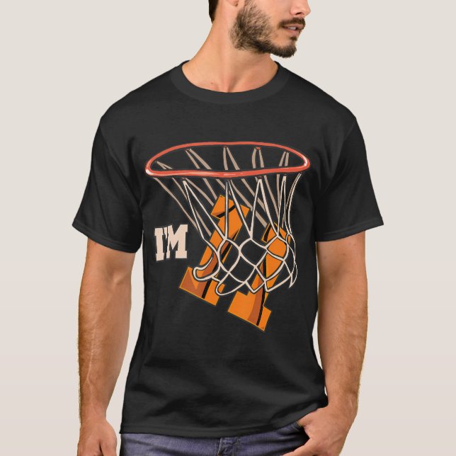 I'M 11 Basketball Theme Birthday Party Celebration T-Shirt (Front)