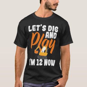 I'm 12 bday Construction 12th Birthday Kids Excava T-Shirt