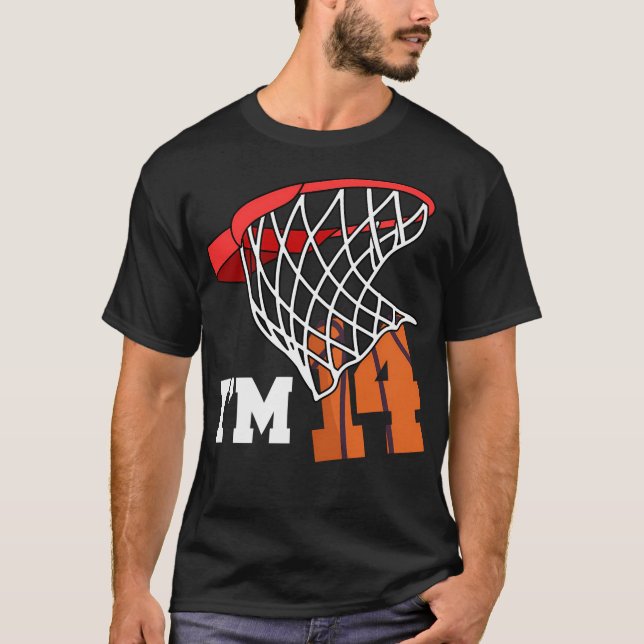 I'M 14 Basketball 14Th Birthday Basketball Player T-Shirt (Front)