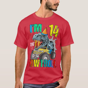 I'm 14 This Is How I Roll Monster Truck Dinosaur T-Shirt