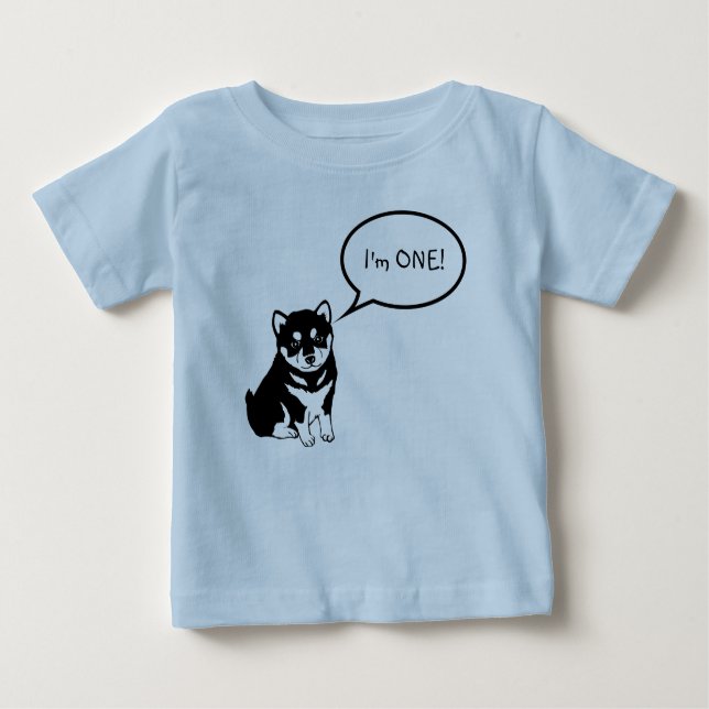 I'm 1 Dog Speech Bubble 2 Blue Baby Shirt (Front)