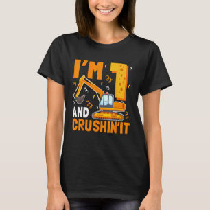 I'm 1 Years Old and Crushin'it Kid Backhoe Truck B T-Shirt
