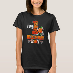 I'm 1st Birthday Boy Basketball 1 Year Old Theme P T-Shirt