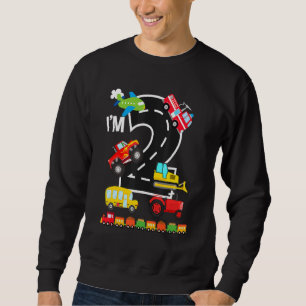 I'm 2 2nd Birthday Trucks Vehicles Transportation Sweatshirt