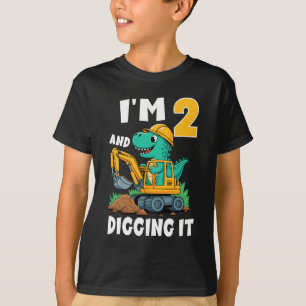 I'm 2 And Digging It 2nd Birthday Cute Dinosaur Co T-Shirt
