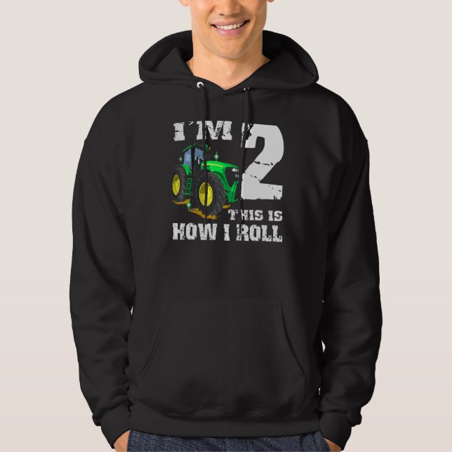 I'm 2 Farm Barnyard Tractor 2nd Birthday Party Hoodie (Front)