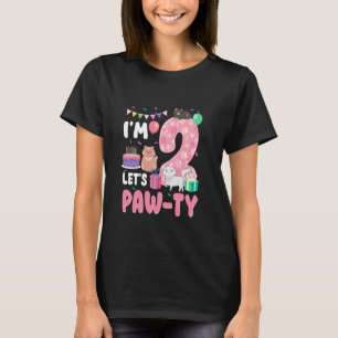 I'm 2 Let's Paw-Ty 2nd Birthday Cats Lover 2 Year  T-Shirt