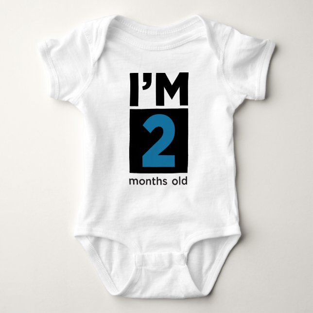 I'm 2 Months Old Blue Baby Bodysuit (Front)