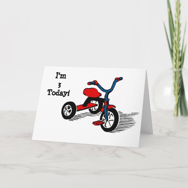 I'm 3 Today Tricycle Birthday Card (Front)