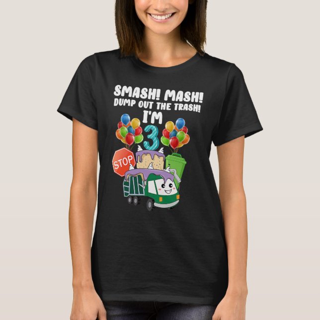 I'm 3 Years Old  3rd Birthday Boy Love Garbage Tru T-Shirt (Front)
