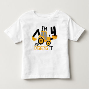I'm 4 And Digging It Construction Birthday Boy  Toddler T-Shirt